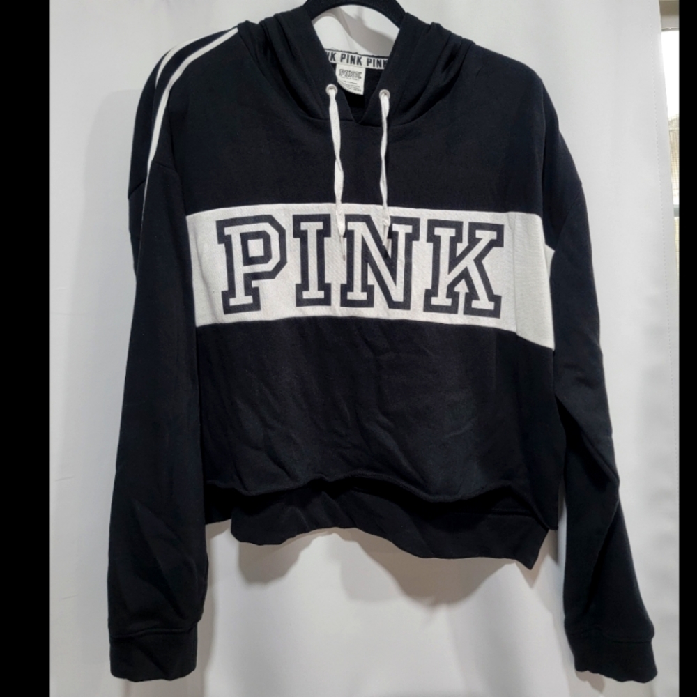 $5 Steals!! Black w/ White PINK Crop Hoodie
